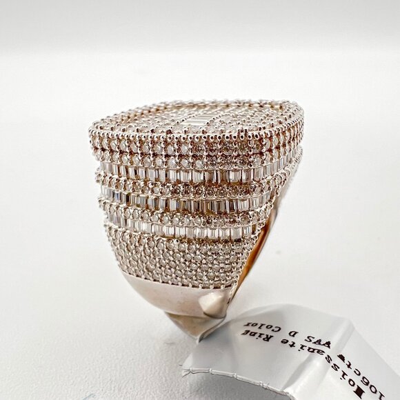 925 Sterling Sliver Moissanite 1inch Square Ring, 6.106ctw VVS Stones with Bague - Picture 5 of 8